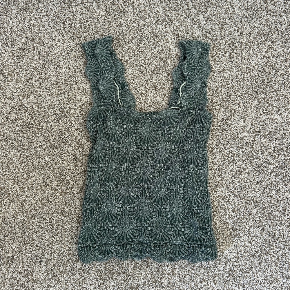 NWOT Free People Green Tank Top
